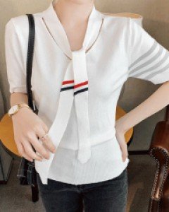 국내상품 / 메건 타이 리본 페미닌 니트