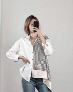 국내상품 / 그레그 기하학 스퀘어패턴 루즈핏 셔츠