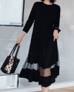 제이슨 밑단 시스루 루즈핏 원피스