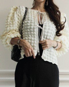 당일발송특가 / 아로아쥬 뽁뽁이 리본리본 자켓