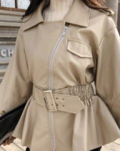 세인트 볼륨 플레어 레더 자켓