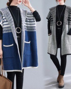 국내상품 / 엘모이 후드 니트 가디건 자켓