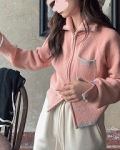 루씨 포켓 니트 집업 점퍼