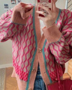 국내상품 / 세니아 유전자패턴 유니크 가디건