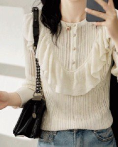 국내상품 / 크리스탈 프릴 니트 블라우스