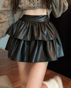 샐리 캉캉 레더 스커트