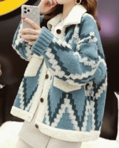 국내상품 / 지그재그 양털카라 니트 점퍼