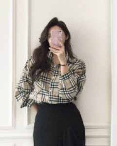 에드먼 체크 모직 기모면 셔츠