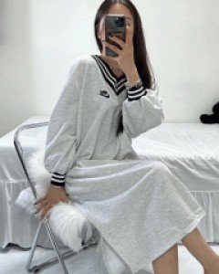 국내상품 / 디센 브이넥 기모 롱원피스