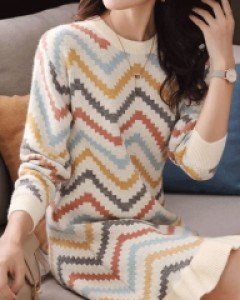 로미 기하학 니트 원피스