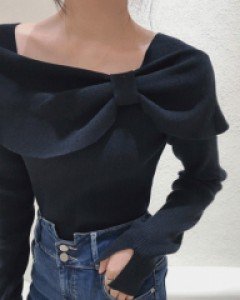 국내상품 / 리아나 빅리본탑 골지 니트