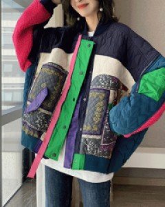 로트렌 빈티치 패치워크 퀼팅 루즈핏 패딩 점퍼