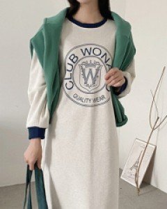 국내제작 / 브린다 양기모 롱티셔츠 원피스