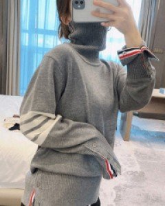 국내상품 / 마론 버튼소매 목폴라 니트