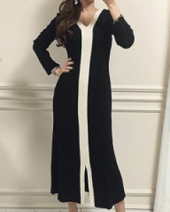 베르나 브이넥 롱 니트 원피스