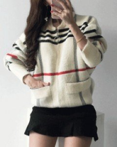 노블 체크 집업 가디건 - 보송보송 앙고라 느낌의 니트소재