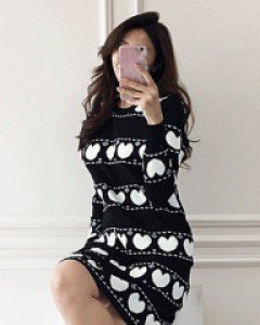 마테오 러브하트 니트 원피스
