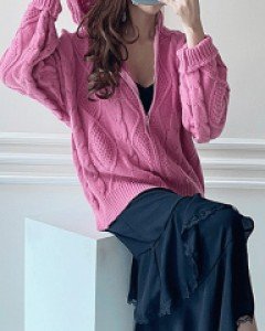 국내상품 / 레이든 집업 후드 니트 가디건 점퍼