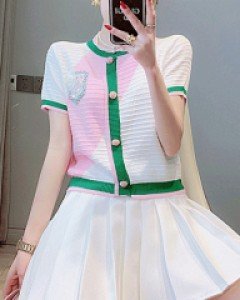 비에나 핑크그린 니트