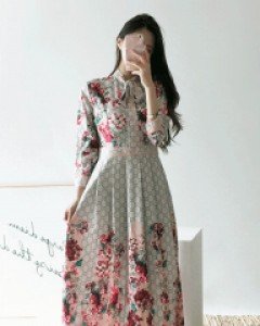 샤르트 플로랄 리본 맥시 롱원피스 2XL까지