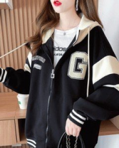 포엠 영문 박시 후드 집업점퍼