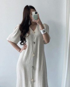 국내제작 / 새초로미 린넨 롱원피스
