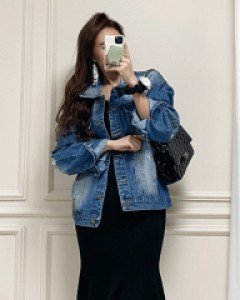 짧지않고 낙낙한 고퀄 데님 자켓