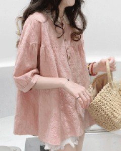 디오체 레이스카라 블라우스