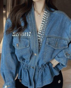 루폴 진주 데님 자켓