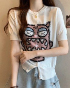 잡아먹을테다 반팔 니트 가디건