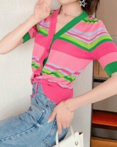 그랑빌 상큼발랄 핑크 반팔 가디건