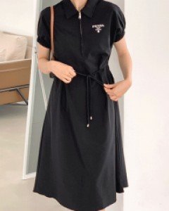무료배송 / 엘칸 스트링 심플 카라 롱원피스