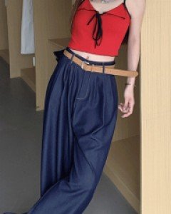 제나 벨트세트 와이드 팬츠 - 쿨링팬츠