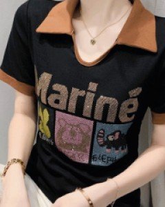 국내상품 / 핫걸 블링비즈 카라 티셔츠