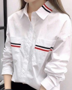 라인 화이트 심플 셔츠 - 77사이즈까지