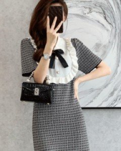 엘리사 프릴 리본 여름니트 원피스