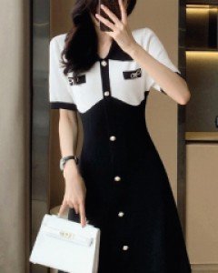 클레어 카라 여름 니트 원피스