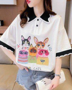 다섯 귀염둥이 박시 카라 티셔츠