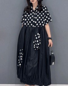 캐롤린 도트 호박 박시한 롱원피스