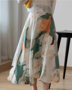 델미아 수채화 밴딩 롱스커트