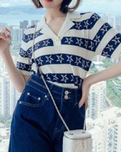 아이엠 스타 써머 카라 니트탑