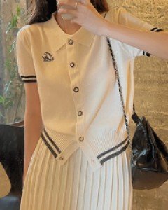 노블렌 반팔 가디건 플리츠 테니스룩 세트