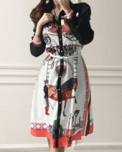 귀족마차 노블레스 벨트 셔츠 원피스 / 2XL까지