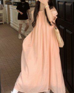 엘버라 어깨뻥 하늘하늘 박시 롱원피스 - 허리끈포함