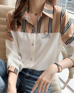 오더너리 체크 배색 루즈핏 셔츠 블라우스 2color