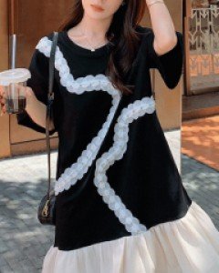 샤샤 꽃입장식 프릴 박시 원피스