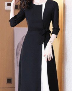 메이 블랙앤 화이트 오피스 원피스 - 빅사이즈까지