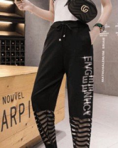 모먼트 시스루 블링블링 조거 팬츠