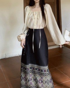 Set - 살로메 에스닉 블라우스 롱스커트 투피스 코디세트