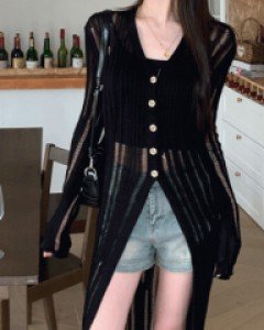 안드레 멋쟁이 해짐 골지 롱가디건 - 3컬러